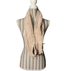 Beige Thick Loose Pulled Knit Loop Infinity Scarf Women Sz OS